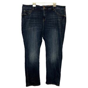 Lucky Brand Womens Jeans Emma Straight Plus Size 24W Dark Wash Stretch Denim